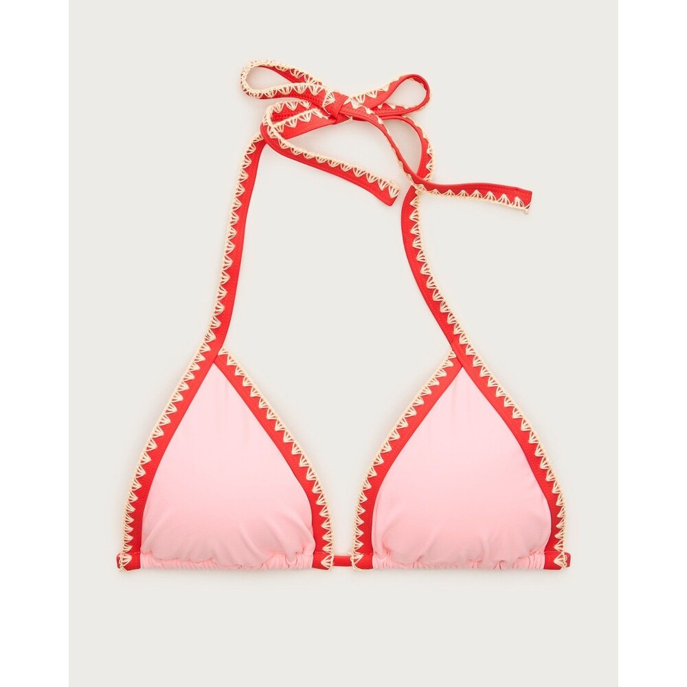 J Crew String Bikini Top Womens Small Pink Perfect Crochet Trim Swim CS538 NWT